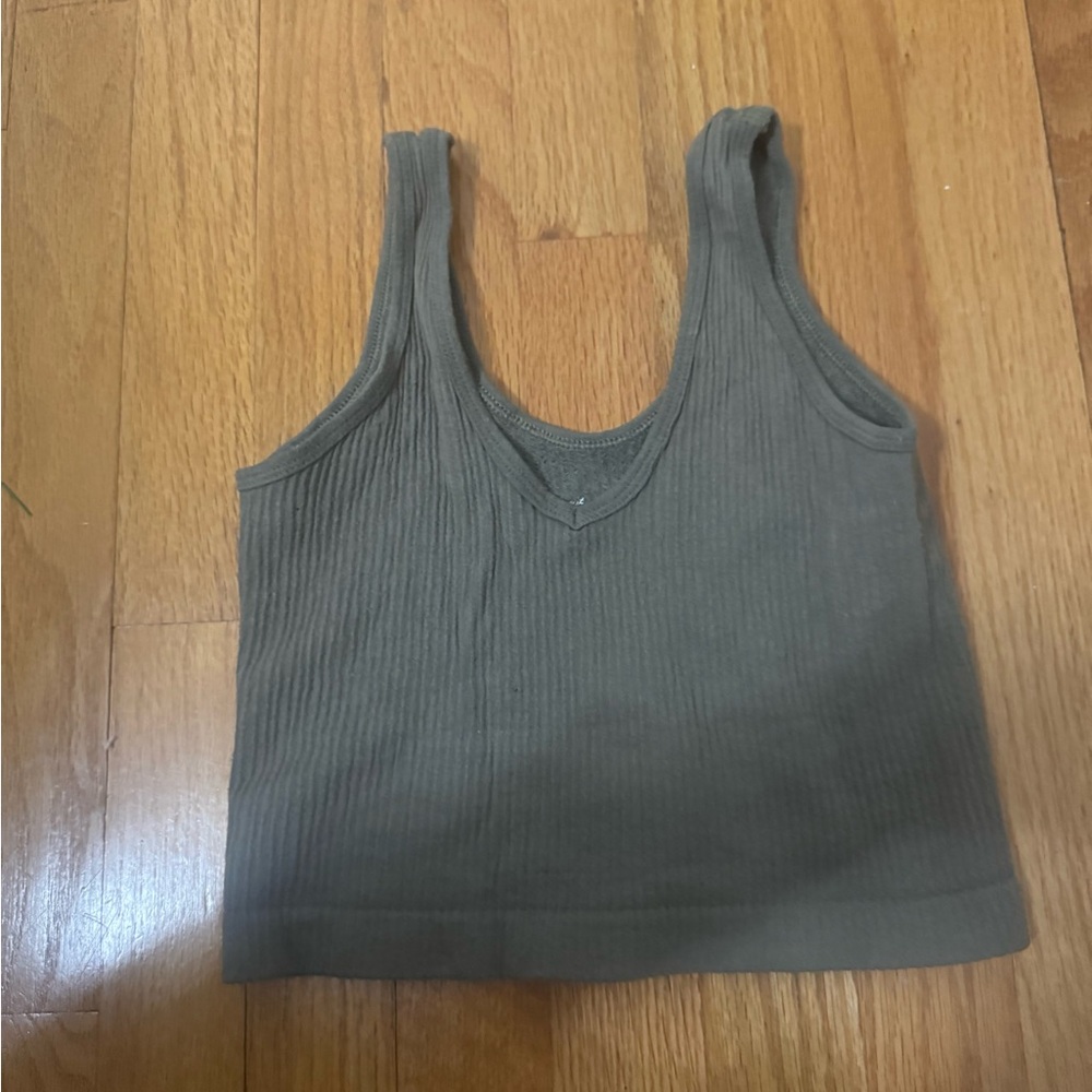 Urban Outfitters Olive Ribbed Tank Top